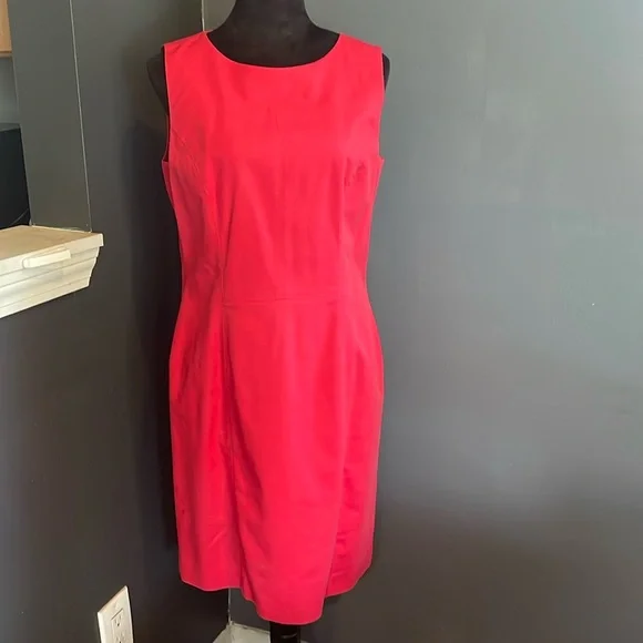 Coral red cotton lined dress - Picture 1 of 9